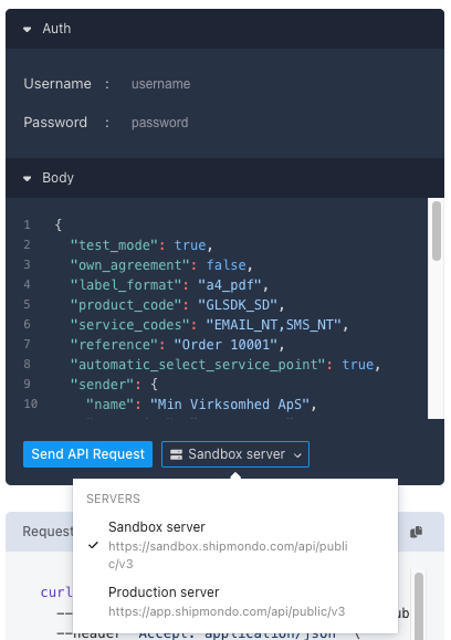 API Reference servers